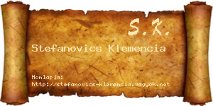 Stefanovics Klemencia névjegykártya